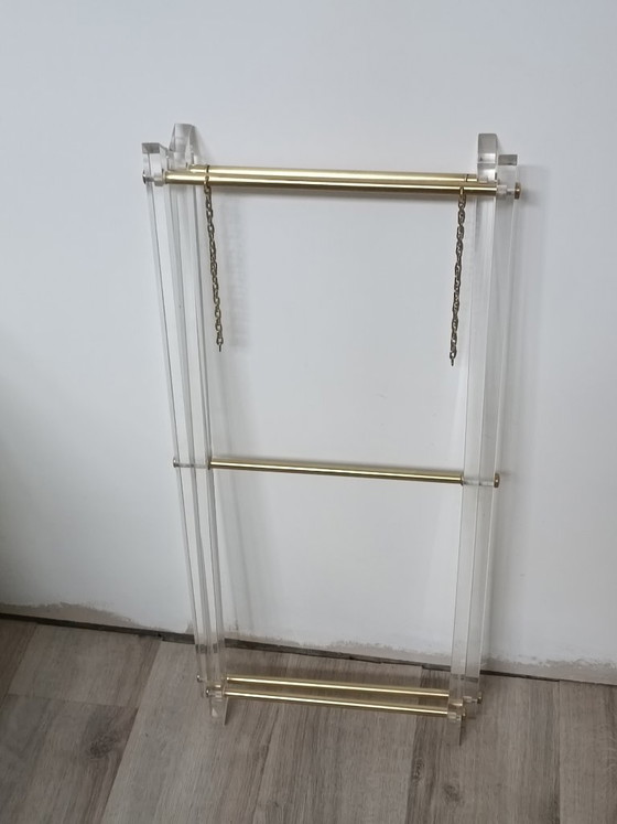 Folding Side Table Plexiglas Brass 1970s (photo 10 of 10)