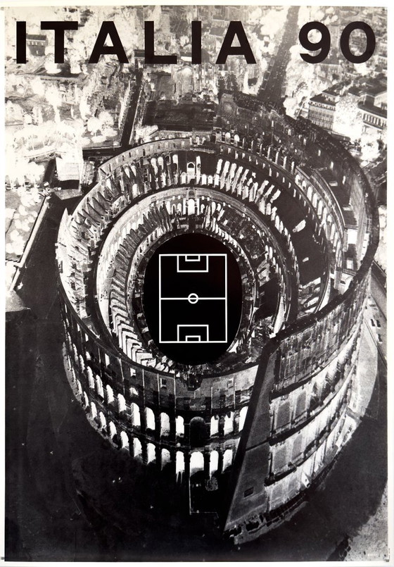 Image 1 of ⚽ Italië '90 originele vintage poster | Alberto Burri | 100 x 70cm | Plakat