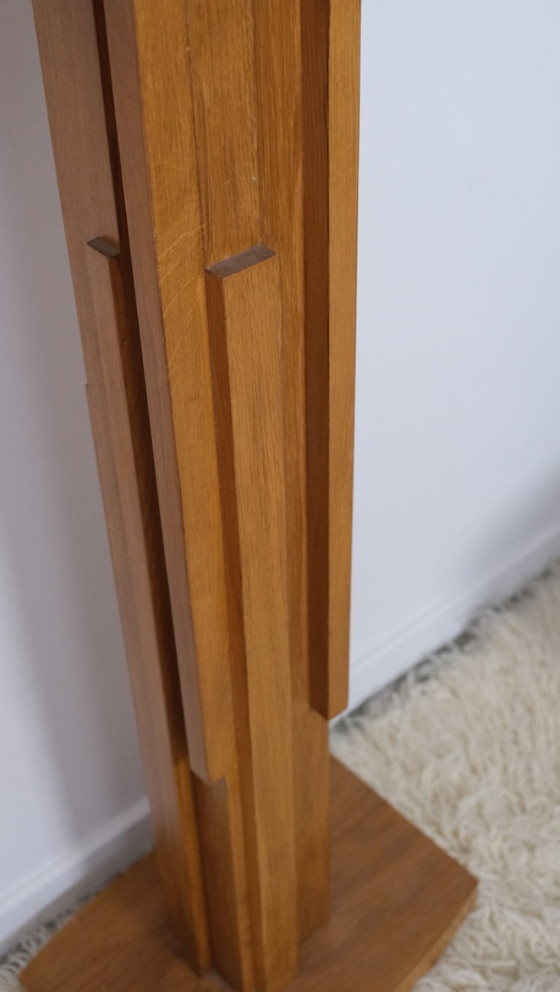 Art Deco Style Oak Side Table – Plant table, Wood (photo 3 of 5)