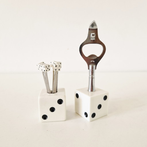 Vintage Bar Set Öffner Cocktailstäbchen Würfel 50er Jahre Stil