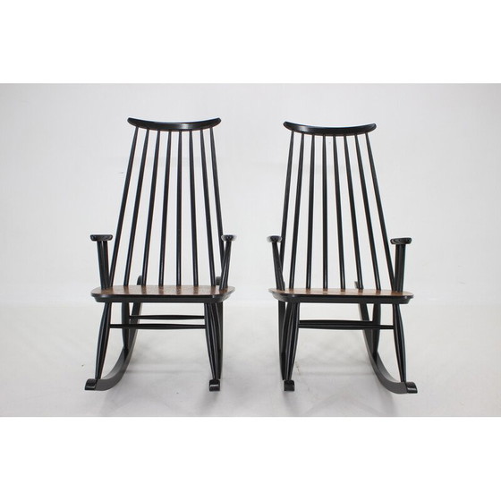 Image 1 of Pair of vintage Varjosen Puunjalostus beechwood rocking chairs, Finland 1960s