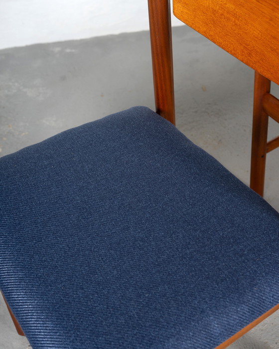 Image 1 of Mid-Century Dining Set by White and Newton Made of Teak and Blue Upholstery
