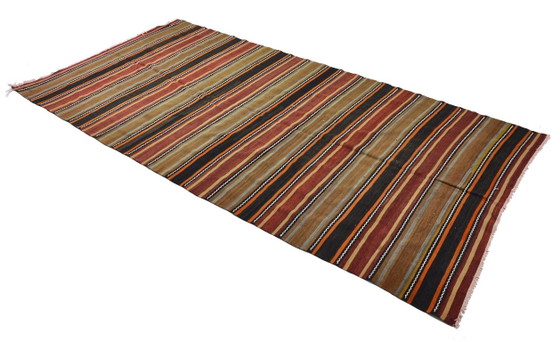 Tappeto turco vintage Yoruk Kilim 336x173 cm – Grande tappeto in lana tessuto a mano con motivo a righe, (photo 5 of 10)