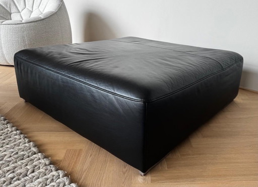 Ligne Roset Malhoun stool – leather Diva Noir – design classic by Didier Gomez