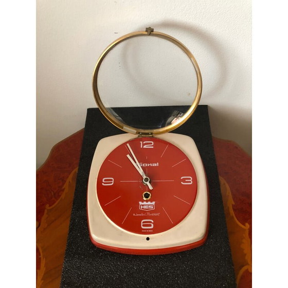 Image 1 of Vintage hes wall clock in heavy metal case, India