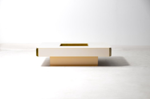 Table basse Willy Rizzo 'Alveo' avec espace bar, années 1970