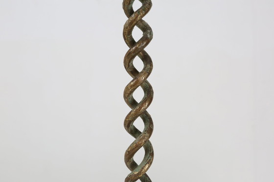 Image 1 of Großer Mid-Century Open Barley Twist Metall-Kerzenhalter, 1920er Jahre