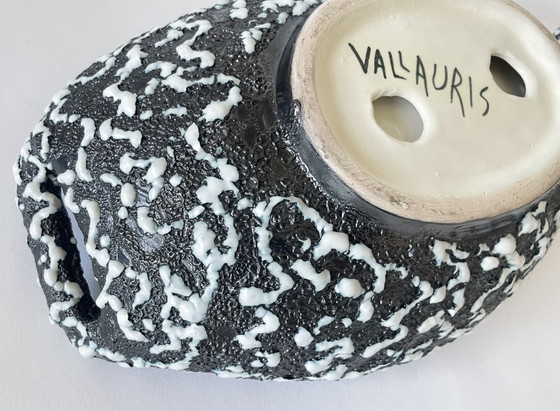 Image 1 of Vintage Vallauris foam ceramic bowl black-white-red