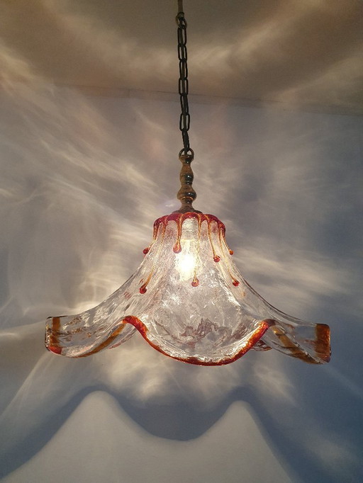 Murano Mazzega ceiling lamp, Murano glass vintage lamp, 1970s Italy pendant lamp