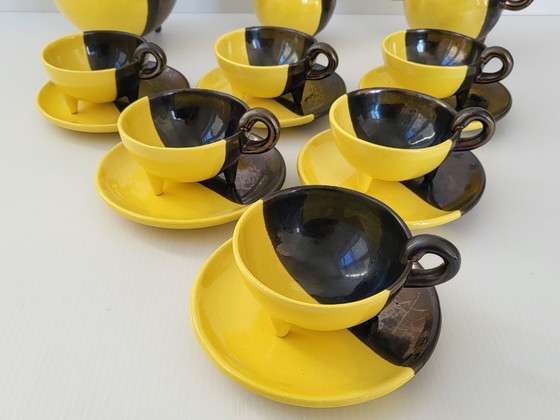 Image 1 of Vintage 1950s Vallauris Ceramic Coffee Set by Luc Auguste Lucchesi, Two-Tone