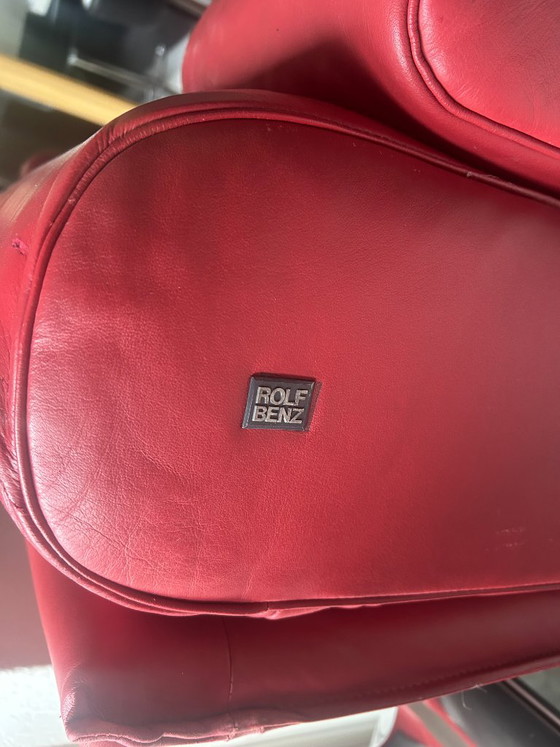 Rolf Benz 6500 Tweezitsbank Rood Leer – 2 zitsbanken, rvs (photo 22 of 22)