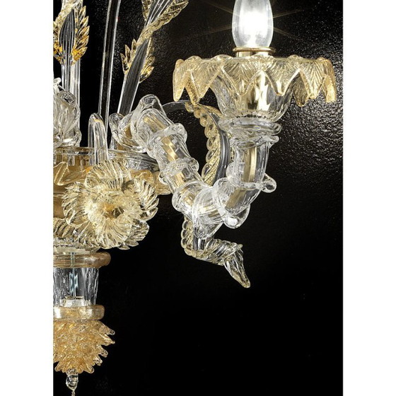 Image 1 of Luxury Italian "Ca' Rezzonico" with Gold Flowers and Leaves Murano Glass