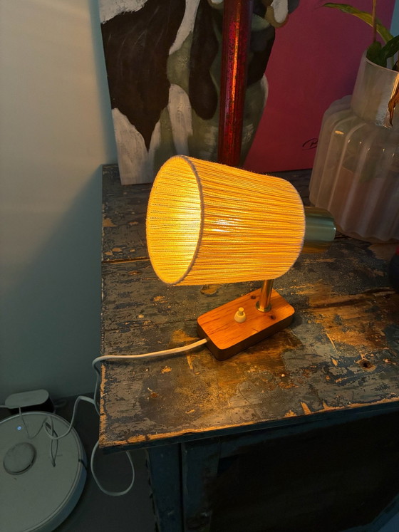 Vintage pendant lamp, sisal and teak. – OMI, Wall lights, Textile, Wood (photo 6 of 14)