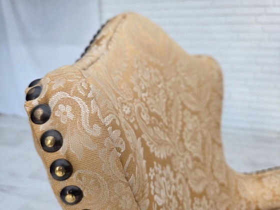 1960s, Danish cocktail lounge chair, jacquard fabric, beech wood. – Armchairs, Textile (photo 12 of 17)