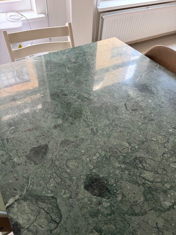 Aime Té Design Dining table – Green Marble – 200 X 90 Cm €950 – rvs (photo 2 of 7)