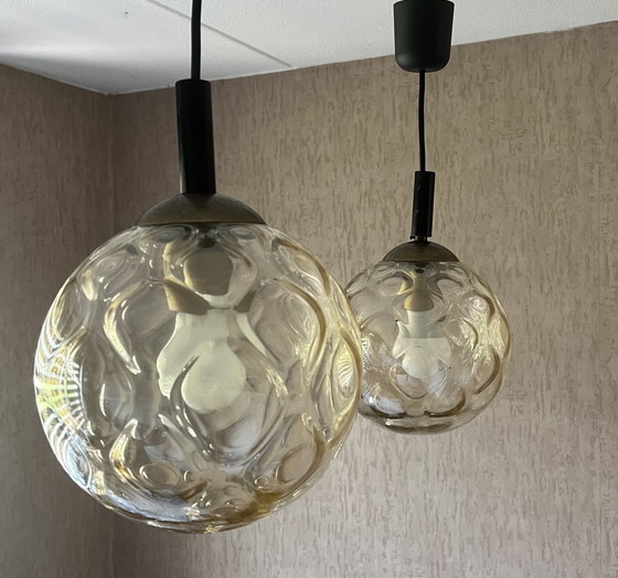 Image 1 of 2x lampade da soffitto a sfera in vetro vintage anni '70