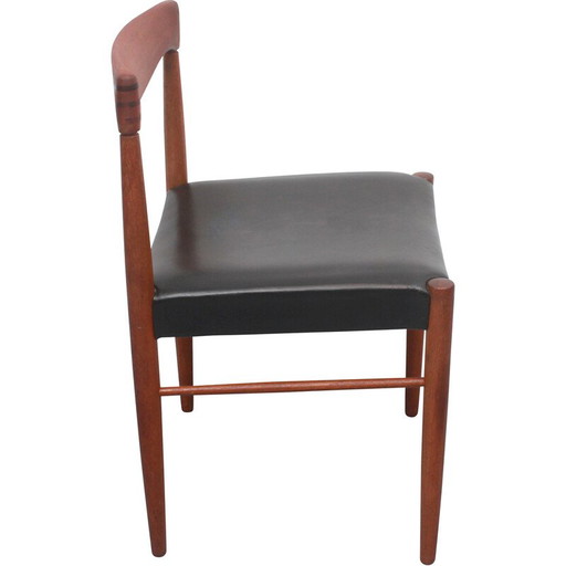 Sedia vintage in teak e pelle di HWKlein per Bramin, anni '60