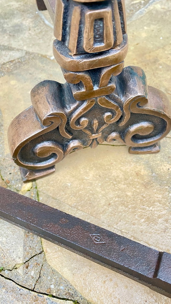 Image 1 of Pair of FOLDING CHENETS Solid Brass VINTAGE