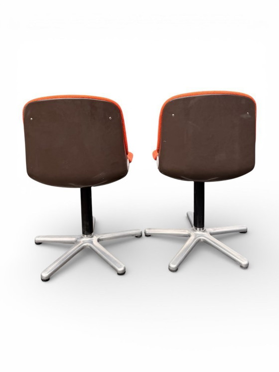 Image 1 of Coppia di sedie Wilkhahn vintage modello 231/5 - Tessuto arancione e alluminio (anni '70)