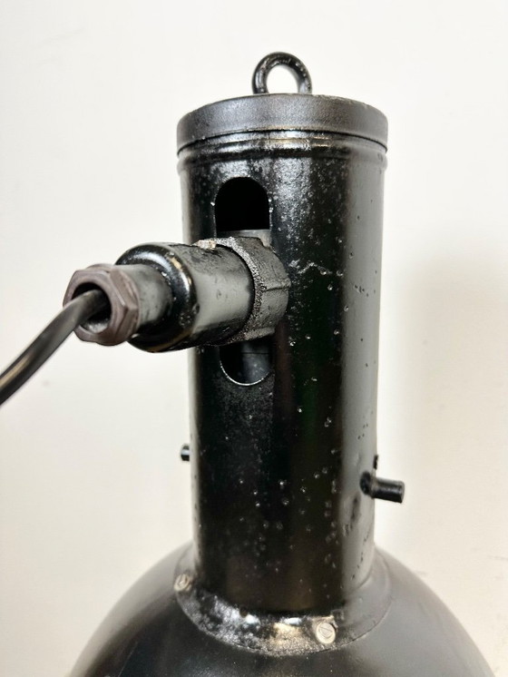 Image 1 of Industrial Black Enamel Factory Hanging Lamp, 1950s