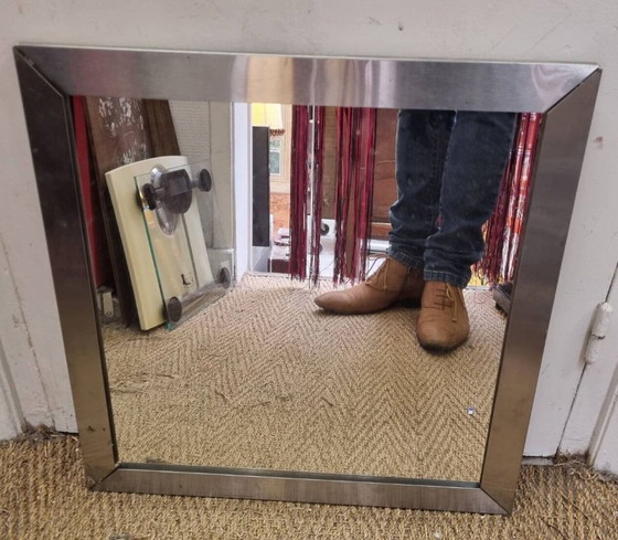 Image 1 of Miroir carré alu de 1980 (50X50cm)