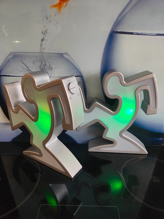 Image 1 of La Linea - Lamp after Osvaldo Cavandoli, Keith Haring - Set 2 Pieces 1990