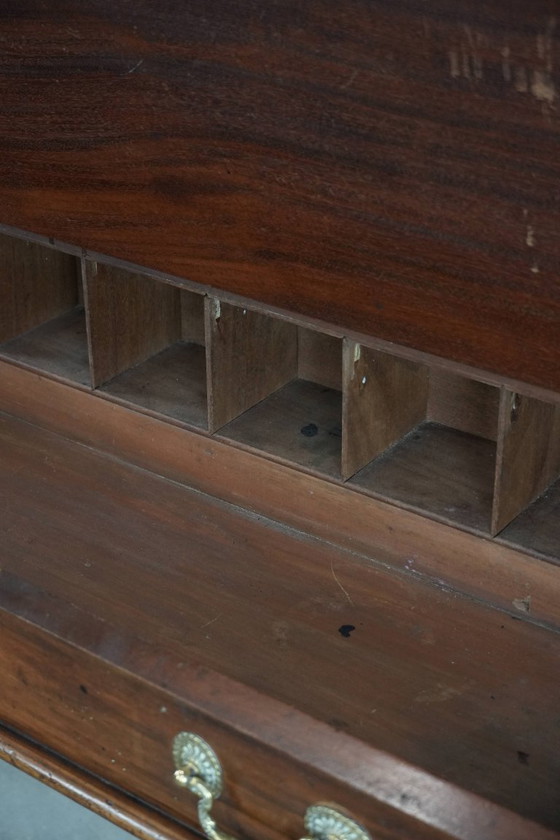 Image 1 of 19th century English antique oak wall desk/writing table on castors