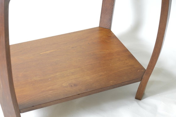 Image 1 of Art-Deco-Tisch aus massiver Eiche mit geschwungenen Beinen
