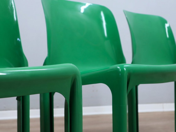 Image 1 of Set di 4 sedie Selene vintage verdi di Vico Magistretti, ARTEMIDE anni '70