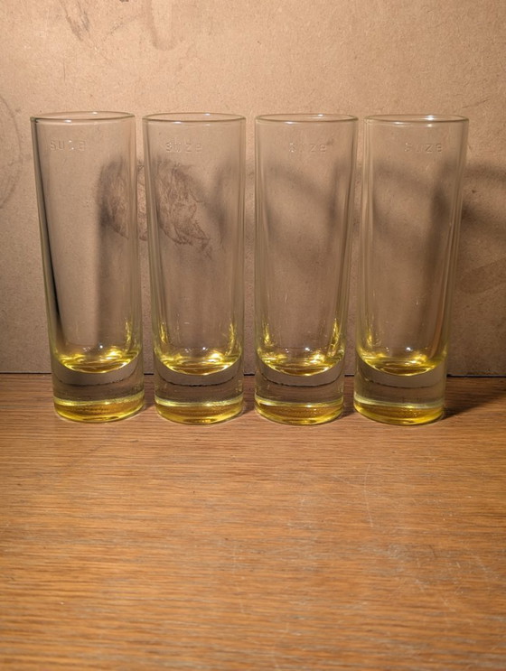 Image 1 of Set van 4 SUZE tubeglazen, geel, van Jean Nouvel