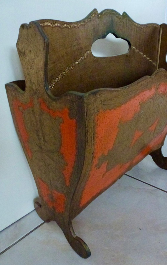 Image 1 of Vintage Florentine newspaper rack from Italy from the 1960s.