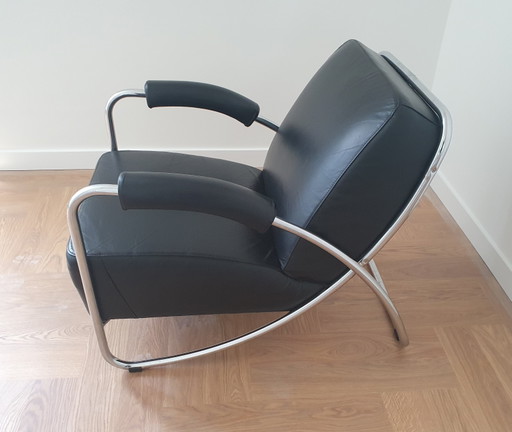 Dyker 20, Anton Lorenz, Poltrona Fish con struttura tubolare Pelle Bauhaus
