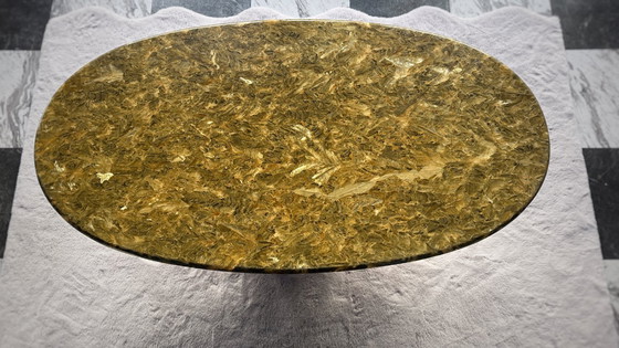 Image 1 of Vintage Coffee Table Alabaster Marble 80s Italy Onyx Table Couch jean charles