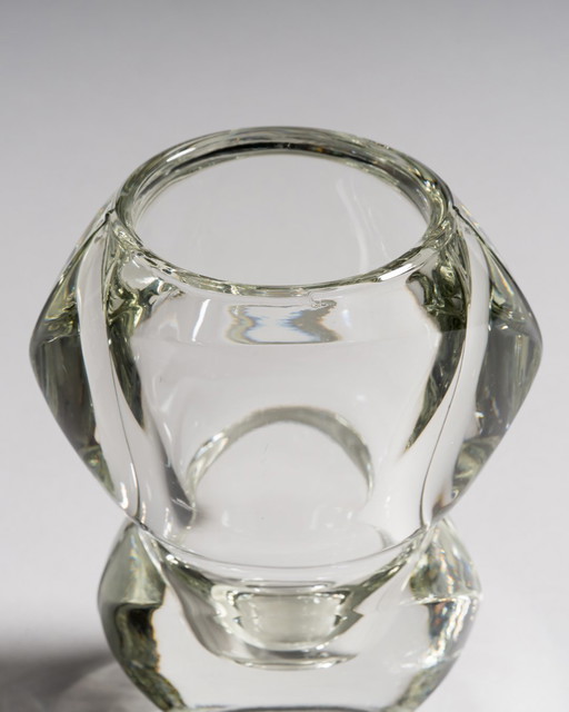 Pair of Sculptural Czech Glass Vases by František Vízner for Sklo Union, 1962