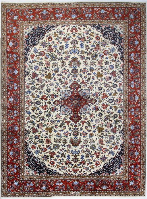 Alfombra persa original anudada a mano Keshan 395 x 298 cm muy buen estado fina
