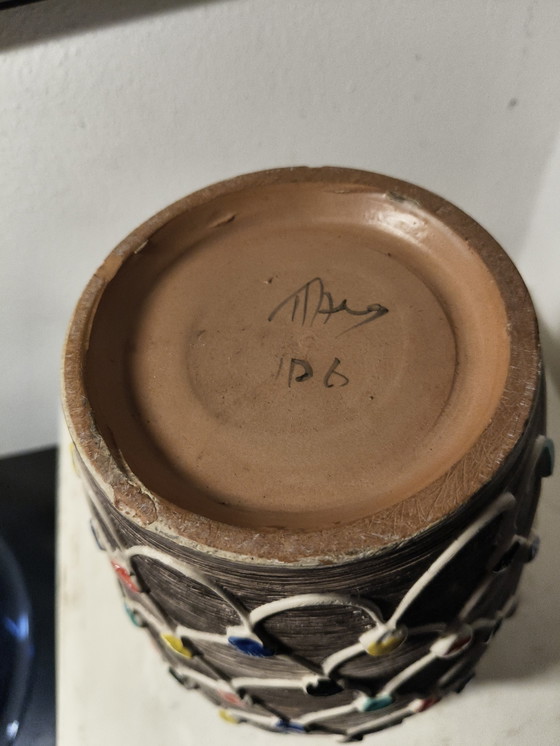 Image 1 of Vintage design modernist Italiaanse Harlekijn keramiek vaas van FRATELLI FANCIULLACCI 