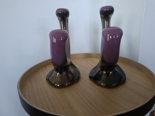 Paartje Vintage Ceramidi Vallauris Kandelaars – Jaren '50