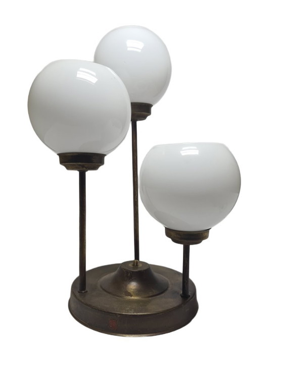 Lampadario in stile Art Déco, Polonia, anni '60 – Glass, Metal (photo 5 of 12)