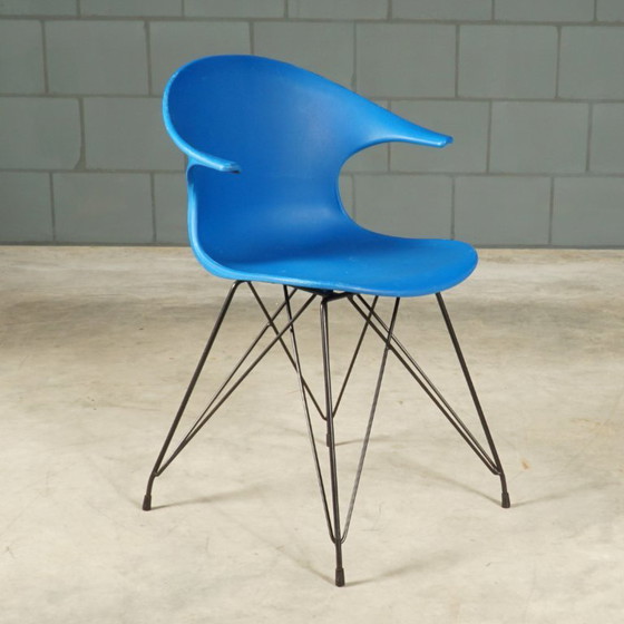 Vintage Blue Bucket Chairs – In the Style of Vitra Eames – Dining chairs, Metal, Plastic (photo 2 of 12)