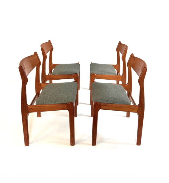 Image 1 of Set van 4 gerestaureerde Deense eetkamerstoelen ‘60