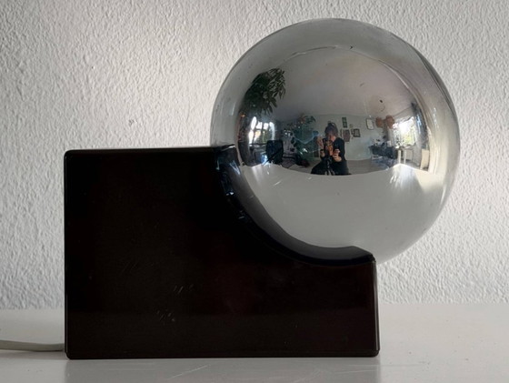 Philips NTS 12 G 128-35 Lampe de table avec sphère chromée, Plastique, Chrome, Marron, Vintage (photo 4 sur 5)