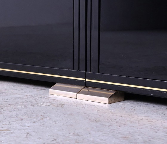 Image 1 of Black and gold Art Deco cabinets by Pierre Vandel, 1970s