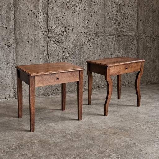 Two matching nightstands / side tables, 1980s