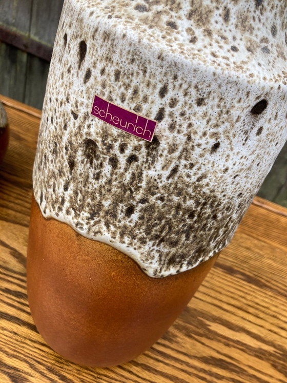 Image 1 of Scheurich Vase Fat Lava West Germany Table Lamp Ceramic Base 70s Vintage