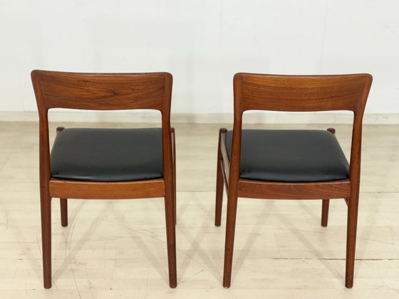 Image 1 of 2x Henning Kjarnulf chairs / teak dining chairs / vintage kitchen chairs