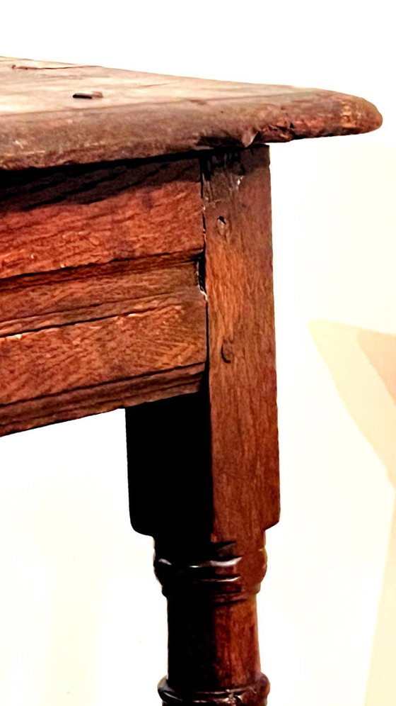 Image 1 of Taburete/mesa auxiliar antiguo de roble inglés