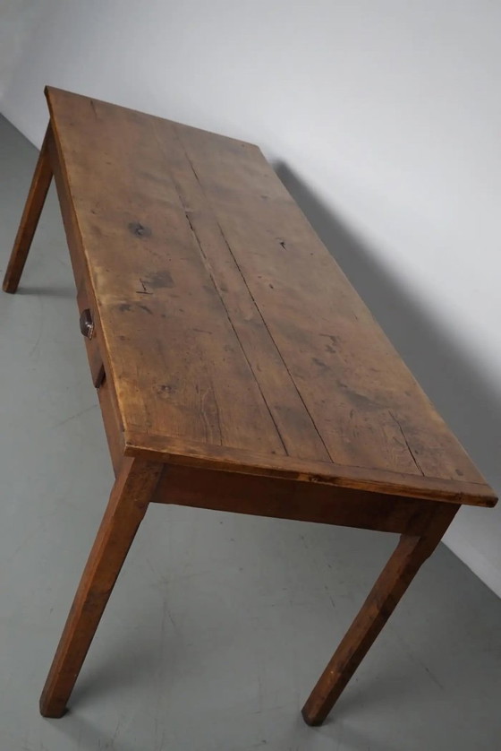 Image 1 of Antiker französischer Landhaus-Esstisch aus Ulmenholz, 19. Jahrhundert