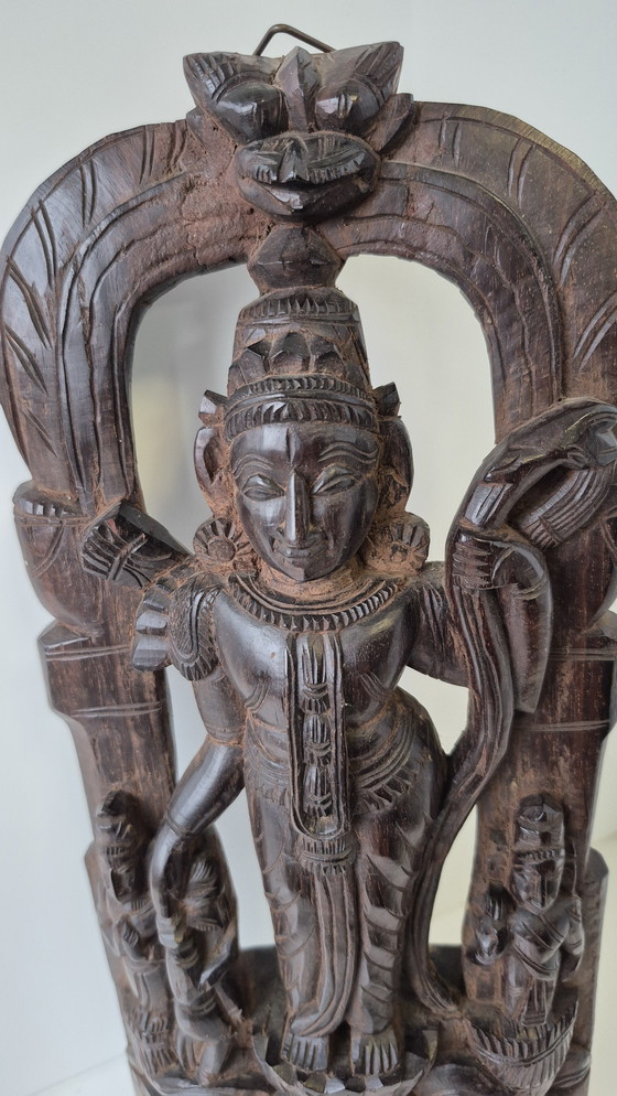 Image 1 of Hindu gods: Rama, Hanuman, Manasa, carved wooden figures