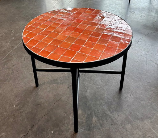 Handmade Moroccan Zellige Coffee Table – Orange – 60 cm – salontafels, Iron