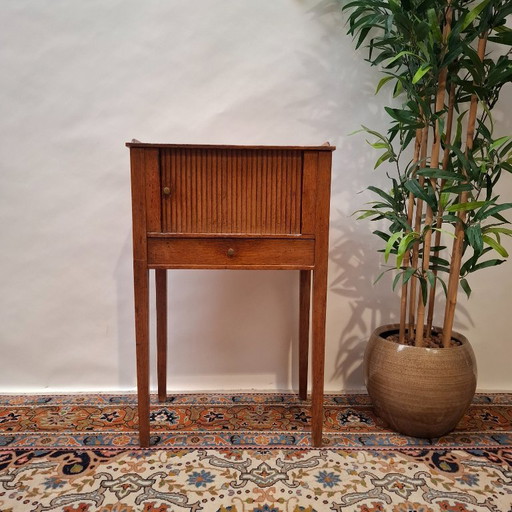 Antiek Hollands Potten- Of Nachtkastje Van Massief Eikenhout Uit De Periode Rond 1800 (Louis Seize-Stijl) – Wood